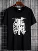 Skeleton Body And Cat, Halloween Costume Rib Cage Anatomy T-Shirt Female Summer Stylish Fashion T-Shirt For Women Casual Slightly Graphic Streetwear Casual Soft Versatile Designer Clothes Top For Everyday Wear Breathable Unisex_viptrois.com