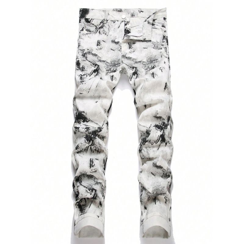 Men's Casual Straight Leg Jeans Gradient Print High Street Fashion Splatter Design Exclusive Supply_viptrois.com