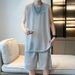 Casual Sports Suit Men Summer Sleeveless T-Shirt Vest Shorts Two-Piece Set For Teen Boys Ice Silk Cool Basketball Outfit_viptrois.com