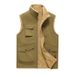 Men’S Fleece-Lined Work Vest – Multi-Pocket Utility Vest With Stand Collar, Lightweight & Warm For Outdoor, Hiking, Casual Wear_viptrois.com