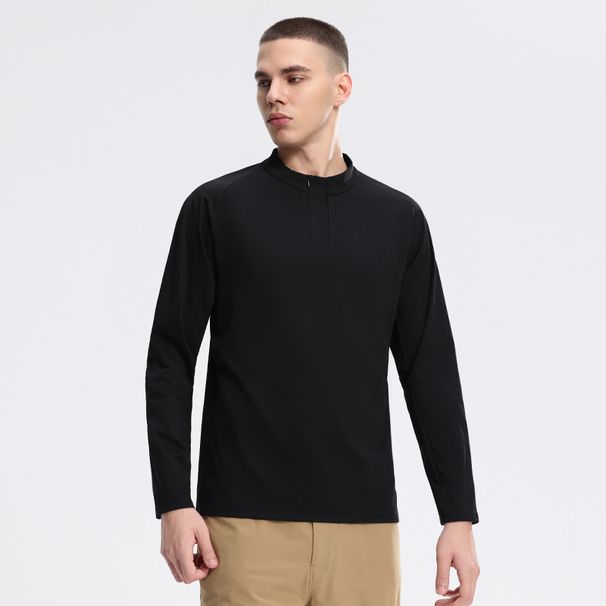 Men's Clothing Dijia Same Style 2025 Men's Stand Up Collar Long Sleeved Top Outdoor Sports Commuting Half Zip Breathable Quick Drying Running Clothes_viptrois.com
