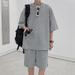 Men's Clothing Short Sleeved T Shirt Men's Casual Ins Summer Trend Loose Five Point Sleeve Clothes_viptrois.com
