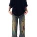 Men's Clothing Stitching Straight Loose Jeans Spring And Autumn High Street Trousers_viptrois.com