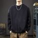 Retro Solid Color Hoodie For Men With Casual Round Neck, Bottom Layer, Loose Long Sleeved Top_viptrois.com
