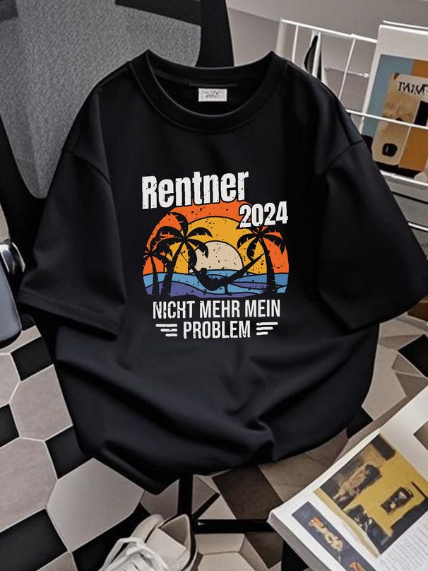 Rentner 2024 T Shirt Ruhestand Nicht Mehr Mein Problem Lustiger Spruch Herren Breathable Casual Top For Everyday Wear Designer Clothes Graphic_viptrois.com