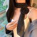 Long Striped Polka Dot 3D Rose For Women, Spring Summer Thin Atmosphere Niche Scarf, Narrow Neck Scarf_viptrois.com