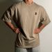 Men's Clothing Summer Short Sleeved Men's Sports Fitness Training Suit Casual Loose T Shirt Drop Shoulder Heavy Cotton Short Sleeved T Shirt_viptrois.com