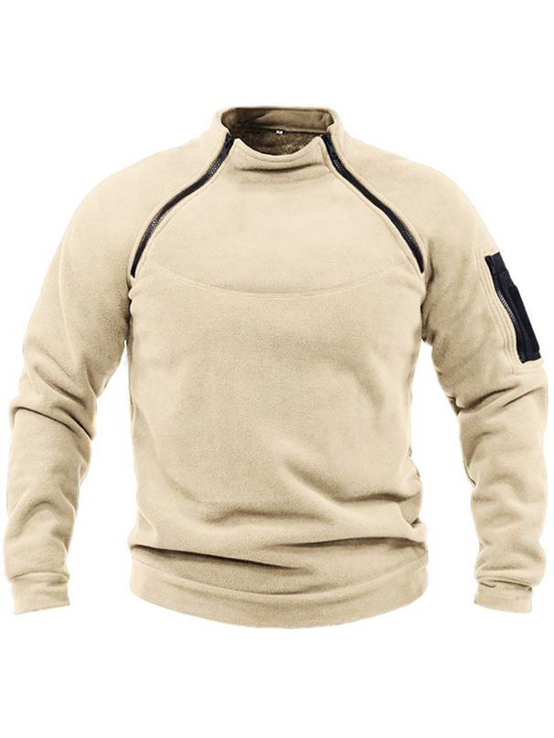 Men's Slim Fit Stand Collar Fleece Pullover Winter Casual Hooded Jacket For Outdoor & Daily Wear_viptrois.com