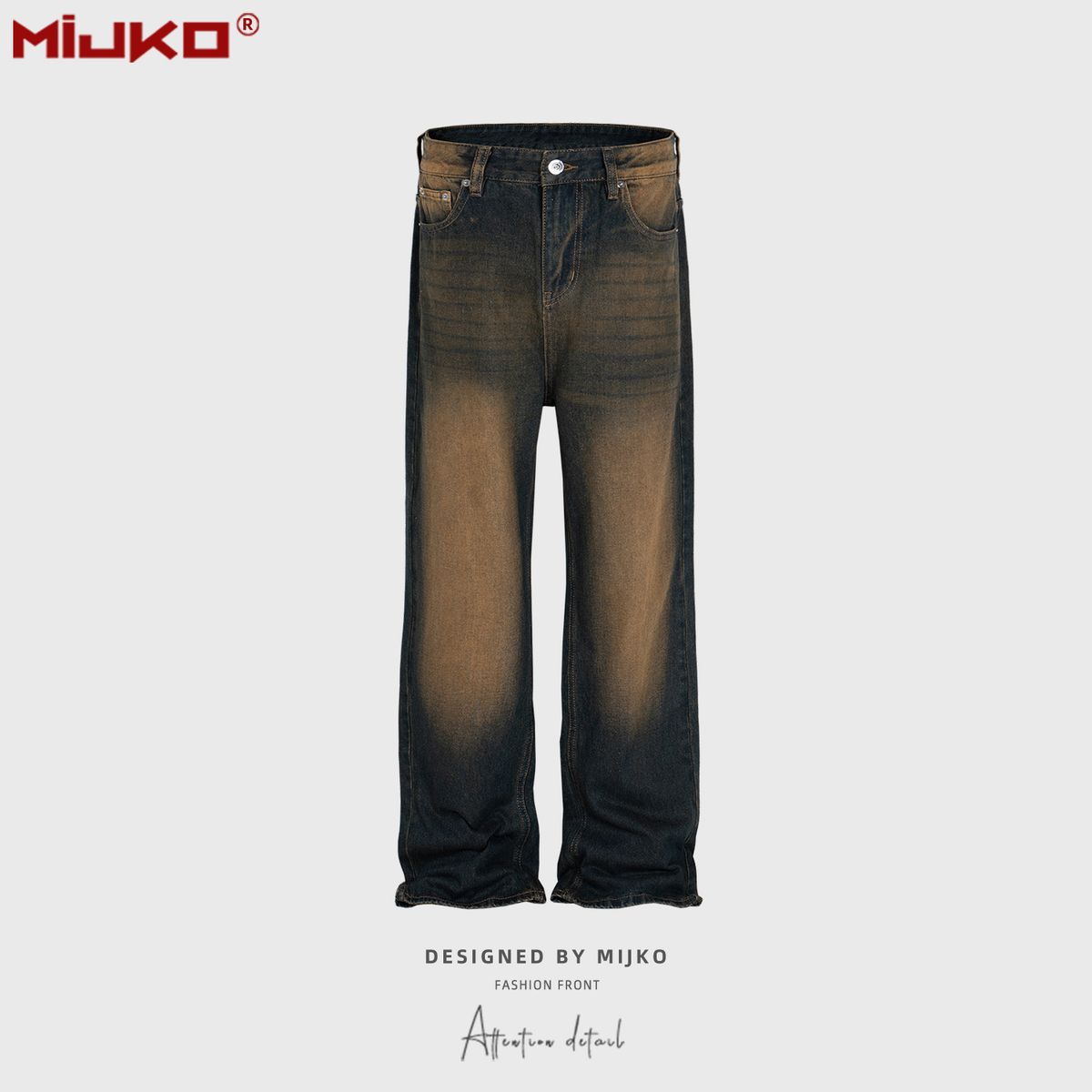 Men's Women's Straight Pants Unisex Same Style Washed, Distressed Yellow Dyed Multi-Size High Street Style Jeans Trendy_viptrois.com