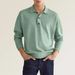 2025 Autumn Long Sleeved V-neck Button Men's Casual Top Polo Shirt_viptrois.com
