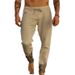 Cross-Border European American New Cotton And Linen Solid Color Drawstring Casual Long Loose Trendy Versatile Beach_viptrois.com