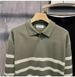 Long Sleeved Knitted Sweater Men's V-neck Lapel Striped_viptrois.com