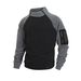 European Fit Fleece Pullover – Textured Sleeve Detail & Thermal Brushed Lining (Army Green, Cream, Navy)_viptrois.com
