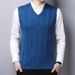 Men's Autumn And Winter New V Neck Knitted Vest Casual Pullover Solid Color Sleeveless Twisted Sweater Vest Bottoming Shirt_viptrois.com