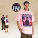 American Street Style Pink Portrait Print Design Pure Cotton Loose Casual Men's T-shirt For Summer_viptrois.com