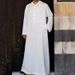 Men's Clothing Simple Long Hooded Shirt Muslim Robe_viptrois.com
