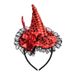 Unisex Halloween witch pointed hat sequined headband decorated Halloween dance performance witch hat bow lace hair._viptrois.com