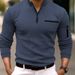 Autumn Polo Shirt Arm Zipper Men's Striped Long-sleeved Sports Top_viptrois.com