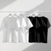 230G Pure Cotton White Short Sleeve T-Shirt For Women, Ins Trend, Unisex Heavyweight Non-See-Through Round Neck Solid_viptrois.com