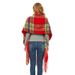 Unisex Loop polyester women's warm plaid scarf with thick coarse beard and coarse fringe_viptrois.com