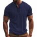 Men's T Shirts 2025 Summer New Men's Cotton And Linen Breathable Casual Henry Shirts Fashionable Short Sleeved Tops_viptrois.com