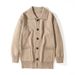 Solid Color Loose Collar Knitted Cardigan Men's Autumn New Item, Youth Fashion Sweater Jacket_viptrois.com