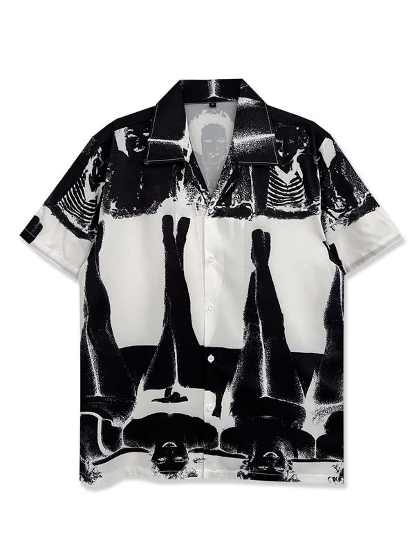 Men's Clothing Heavyweight Hawaiian Fashion Brand European And American Japanese Retro Loose Short Sleeved Shirt Men's Casual Beach Flower Shirt Women_viptrois.com