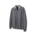 Oversized Knit Polo Shirt – Fake Two-Piece Design, V-Neck Preppy Style, Breathable & Stretchable (Gray/Beige) – Old Money Aesthetic_viptrois.com
