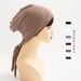 new solid color crystal four stripe long tail turban hat women's hat streamer religious hat women's style_viptrois.com