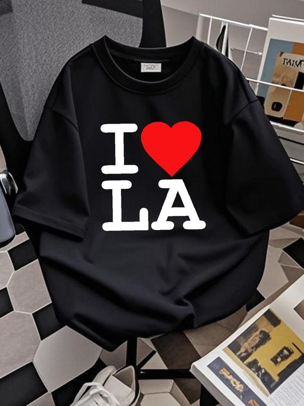I Love LA Los Angeles Unisex Cotton T-Shirt Stylish Streetwear Stretched Casual Designer Clothes Graphic Breathable Comfortable Fashion Slightly_viptrois.com