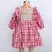 Baby clothes Spring and Autumn new splicing floral long-sleeved plaid dresses baby girl cotton princess dresses_viptrois.com