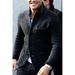 Men's Slim-Fit Knit Cardigan – Stylish Stand Collar Pullover With Pockets (S-3XL, Charcoal/Black/Navy/Khaki)_viptrois.com