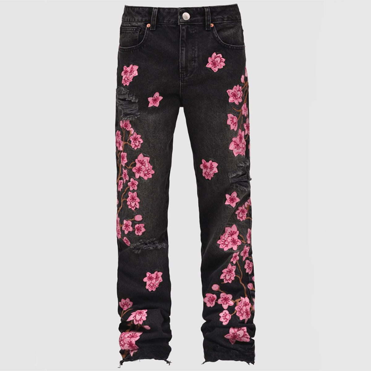 Men's Clothing New Men's Straight Jeans Fashion Ins Hot Style Non Elastic Embroidered Straight Jeans_viptrois.com