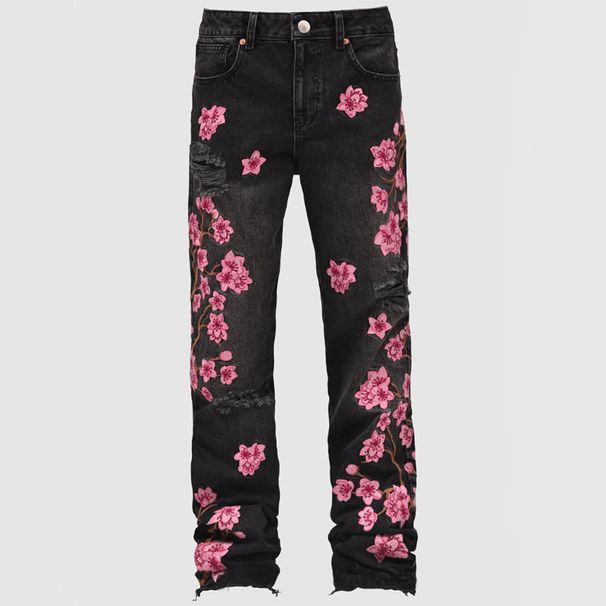 Men's Clothing New Men's Straight Jeans Fashion Ins Hot Style Non Elastic Embroidered Straight Jeans_viptrois.com