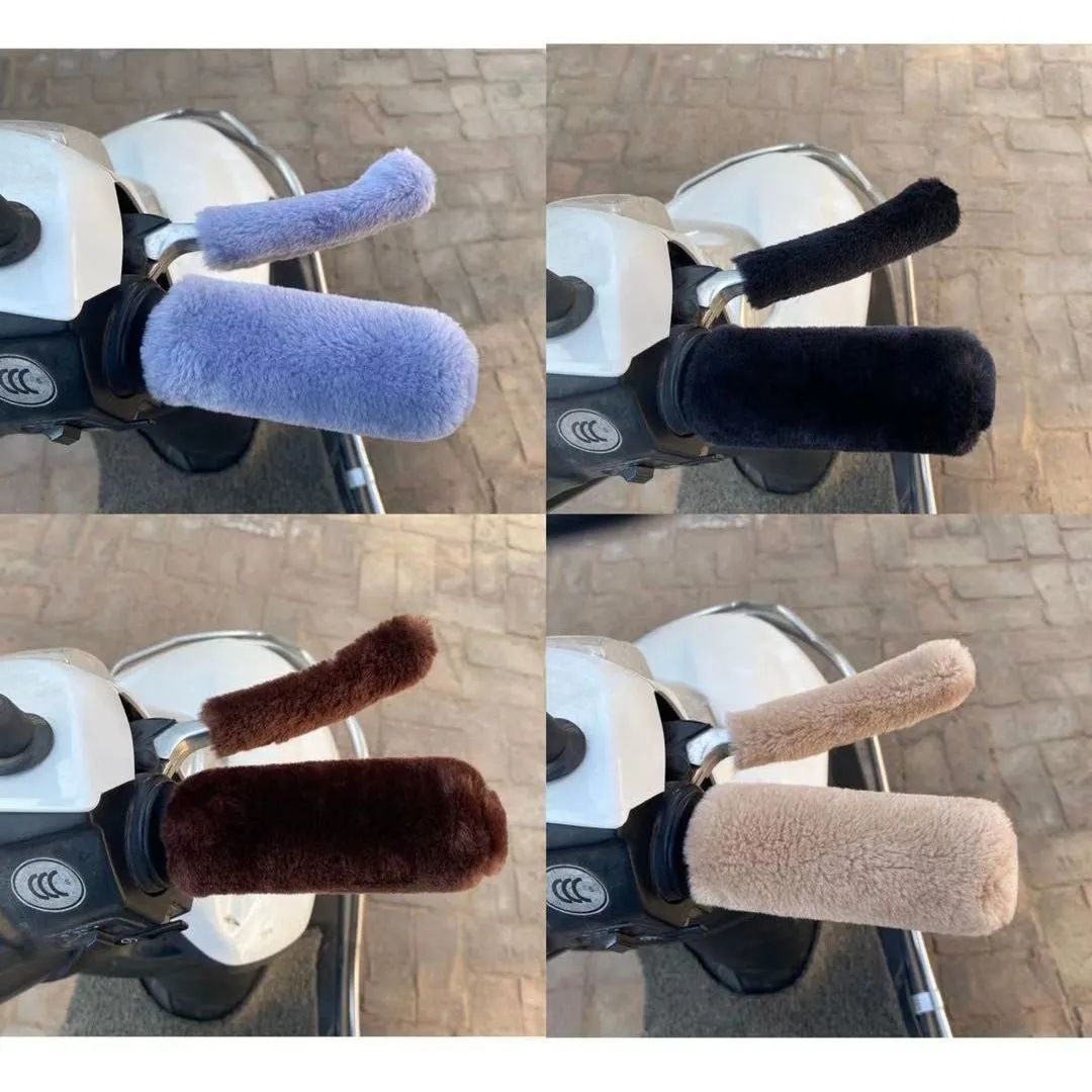Electric Scooter Gloves Winter Cold-Proof Warm Rabbit Fur Motorcycle Tricycle Handlebar Brake Covers_viptrois.com