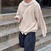 Pure Color Block Patchwork Cardigan Men Vintage American Retro Knitted Sweater Spring Autumn Trendy Loose Coat_viptrois.com