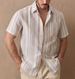 Men's Clothing Summer New Retro Texture Striped Casual Short Sleeved Shirt For Commuting_viptrois.com