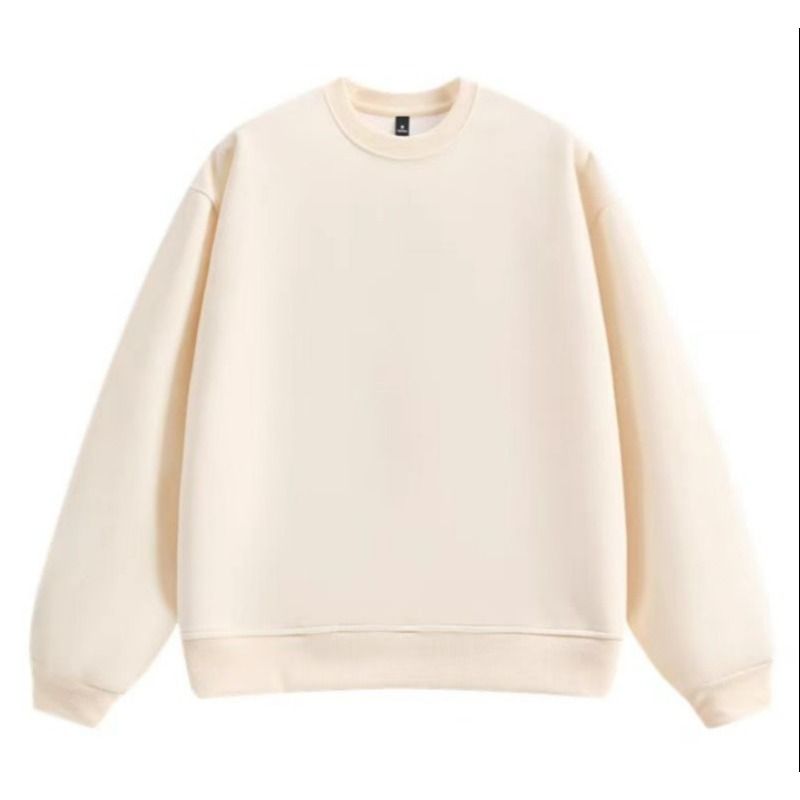 Retro Solid Color Hoodie For Men With Casual Round Neck, Bottom Layer, Loose Long Sleeved Top_viptrois.com