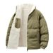Men's Clothing Reversible Fleece-Lined Jacket Winter Warm Double-Sided Coat With Stand Collar, Zipper Closure, Loose Fit, Unisex Fashion Outerwear_viptrois.com