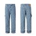 Men's Clothing High Street Washed Loose Wide Leg Cashew Flower Embroidered Straight Jeans Jeans_viptrois.com