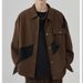 Contrasting Color Splicing Design Lapel Jacket Loose Autumn Korean Version Casual Coat Men_viptrois.com