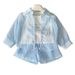 Kids’ Clothing Girls Suit Thin Summer New Style Fashionable Baby Girl Vertical Stripes Long Sleeved Sun Protection Clothing Shorts Three Piece Suit_viptrois.com