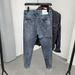 2023 Fashion Men's Pants Korean Style Jeans Washed With Cat Whisker Holes Colorful Paint Splatters Slim Trousers_viptrois.com