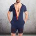 Men's short-sleeved suit Casual hooded cardigan pajamas jumpsuit_viptrois.com