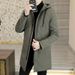 Solid Color Mid-Length Thickened Jacket For Men Winter New Youth Warm Hooded Cotton Coat_viptrois.com