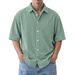 Men's Retro Corduroy Polo Shirt - Casual Loose Fit Turn Down Collar Short Sleeve Shirt For Spring & Autumn_viptrois.com