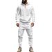 Men's Fleece Lined Casual Suit Autumn Winter Hooded Sweatshirt Long Cuffed Trousers Sportswear Set_viptrois.com