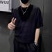 Men's Clothing Short Sleeved Trendy Casual Bottoming Shirt Summer Loose Round Neck Half Sleeved Top_viptrois.com