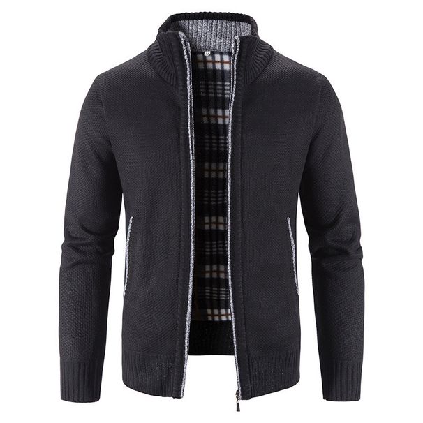 Men's Winter Stand Collar Knit Cardigan – Thick Casual Sweater (Black/Burgundy/Light Gray/Dark Gray/Blue Gray/Espresso/Off-White, M-4XL)_viptrois.com