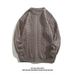 Men's Cable Knit Sweater – Japanese-Inspired Loose Fit Round Neck Pullover (Black/Gray/Apricot/Khaki/Blue, M-XXXL)_viptrois.com